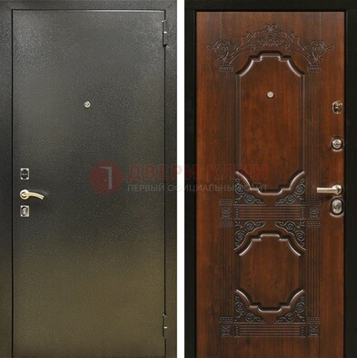Входная дверь Темное серебро с порошковым покрытием и МДФ с узором ДП-293 в Видном