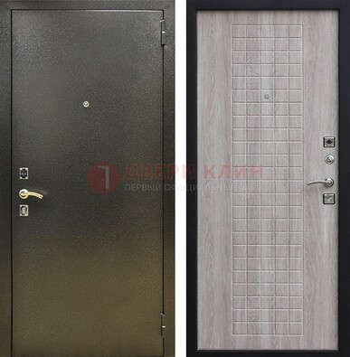 Железная темная дверь с порошковым покрытием и филенчатой МДФ ДП-297 в Видном