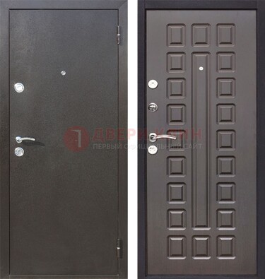 Коричневая железная дверь с порошковым окрасом ДП-63 в Видном