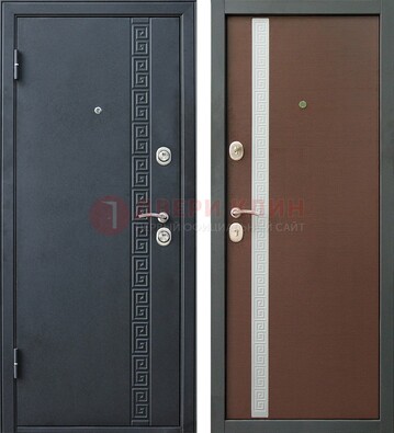 Черная стальная дверь с порошковым напылением ДП-9 в Видном