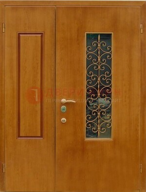 Входная дверь Дверь со вставками из стекла и ковки ДПР-20 в холл в Видном