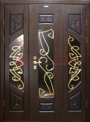 Парадная дверь со стеклом и ковкой ДПР-1 в каркасный дом в Видном