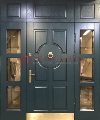 Стальная парадная дверь ДПР-64 со стеклопакетом в Видном