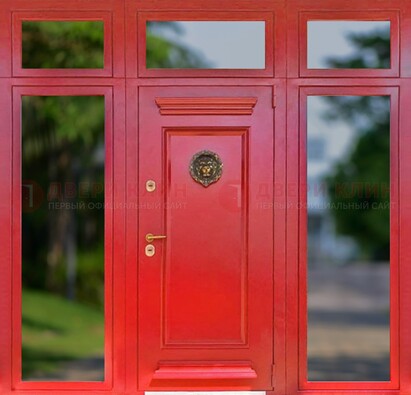 Красная парадная дверь для частного дома ДПР-88 в Видном