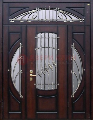 Парадная дверь со стеклянными вставками и ковкой ДПР-9 для улицы в Видном