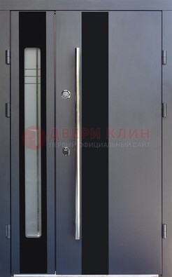 Серая стальная дверь со стеклом ДС-11 в Видном