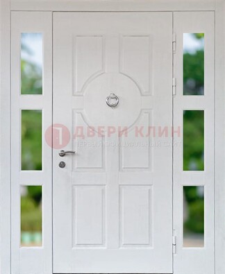 Белая стальная дверь со стеклом и фрамугами ДС-20 в Видном