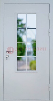Белая железная дверь порошок со стеклом ДС-31 в Видном
