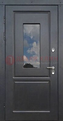 Чёрная металлическая дверь со стеклом ДС-77 в Видном