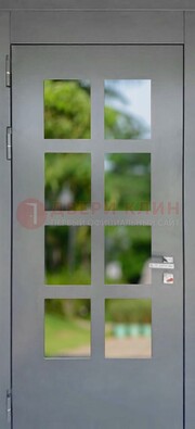 Серая металлическая дверь со стеклом ДС-78 в Видном