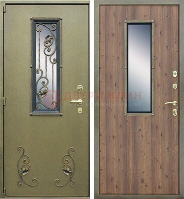Офисная железная дверь со стеклом и ковкой ДСК-44 в Видном