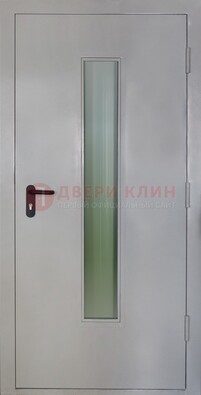 Белая металлическая противопожарная дверь со стеклянной вставкой ДТ-2 в Видном