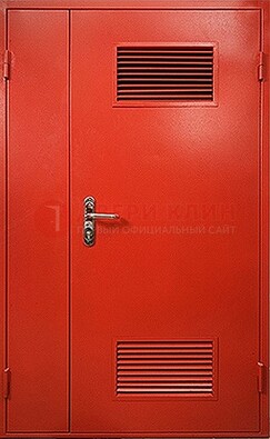 Красная железная техническая дверь с вентиляционными решетками ДТ-4 в Видном