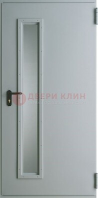 Белая железная техническая дверь со вставкой из стекла ДТ-9 в Видном