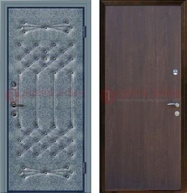 Серая металлическая дверь с винилискожей ДВ-35 в Видном