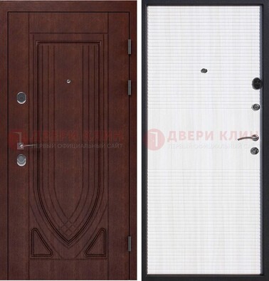 Уличная темная филенчатая дверь с виноритом и МДФ Белый ясень ДВТ-141 в Видном