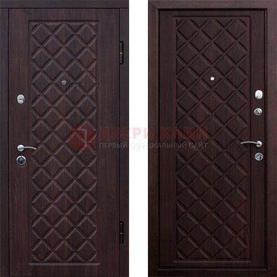 Коричневая металлическая дверь с МДФ с двух сторон ДМ-1555 в Видном