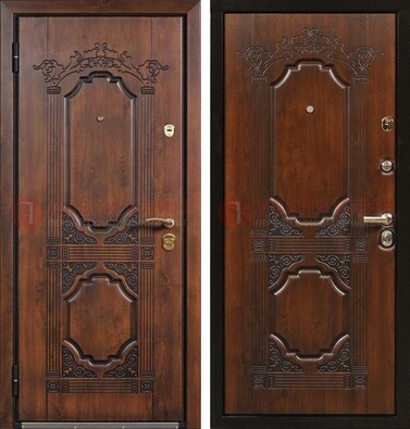 Коричневая железная дверь с виноритом и узором ДВТ-211 в Видном
