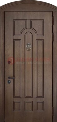 Коричневая стальная дверь с виноритом в форме арки ДВТ-237 в Видном