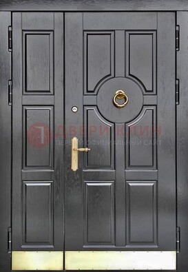 Черная металическая дверь с виноритом для дома ДВТ-241 в Видном