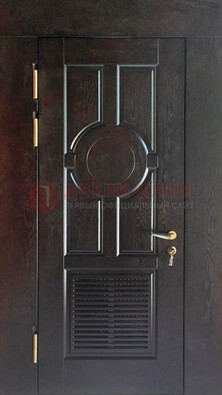 Входная темная дверь винорит с решеткой ДВТ-250 в Видном