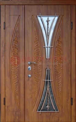 Входная классическая дверь с терморазрывом и коричневым МДФ ДВТ-76 в Видном
