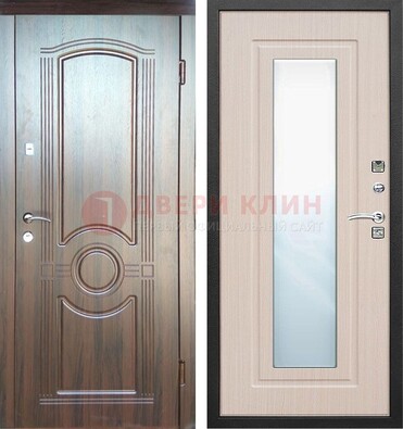 Светло-коричневая дверь c виноритом с узором и филенчатой МДФ ДЗ-120 в Видном