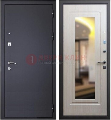 Черная металлическая дверь с зеркалом ДЗ-26 в Видном