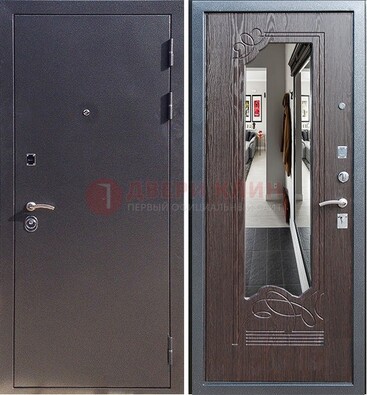 Черная входная дверь с зеркалом МДФ внутри ДЗ-29 в Видном