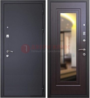 Черная железная дверь с зеркалом ДЗ-30 в Видном