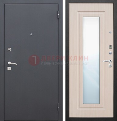 Черная входная дверь с зеркалом МДФ внутри ДЗ-31 в Видном