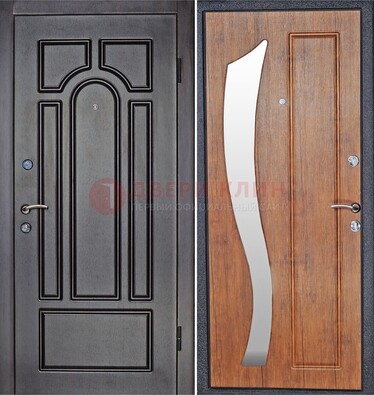 Темная железная дверь с зеркалом ДЗ-35 в Видном