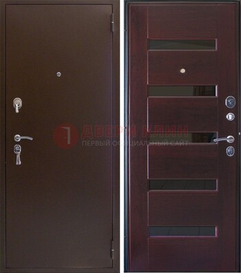 Темная железная дверь с зеркалом ДЗ-42 в Видном