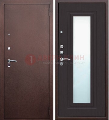 Коричневая металлическая дверь с зеркалом ДЗ-43 в Видном