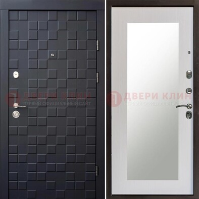 Черная стальная дверь МДФ и зеркалом ДЗ-50 в Видном