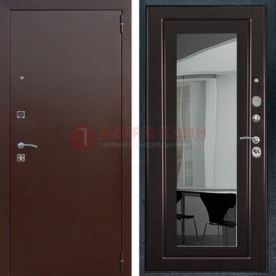 Металлическая дверь с порошковым напылением с МДФ и зеркалом ДЗ-61 в Видном