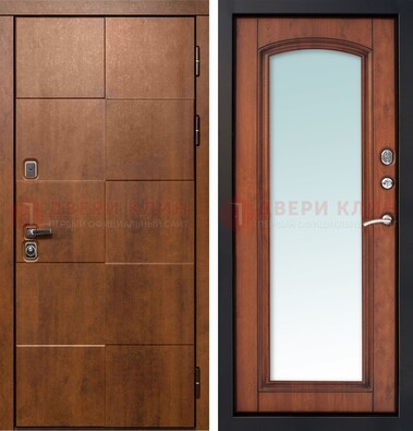 Белая филенчатая дверь с фрезерованной МДФ и зеркалом ДЗ-81 в Видном