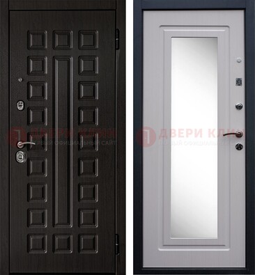 Черная филенчатая металлическая дверь МДФ с зеркалом ДЗ-83 в Видном