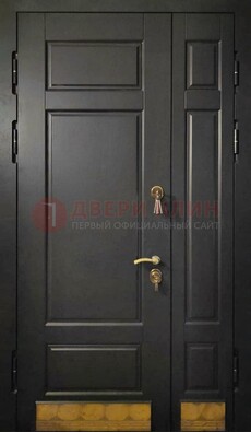 Черная полуторная железная дверь для частного дома ПЛ-2 в Видном