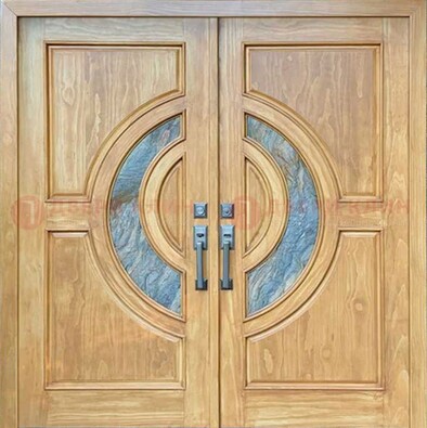 Двухстворчатая металлическая дверь с витражом ВЖ-11 в Видном
